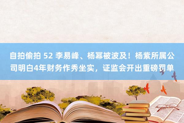 自拍偷拍 52 李易峰、杨幂被波及！杨紫所属公司明白4年财务作秀坐实，证监会开出重磅罚单